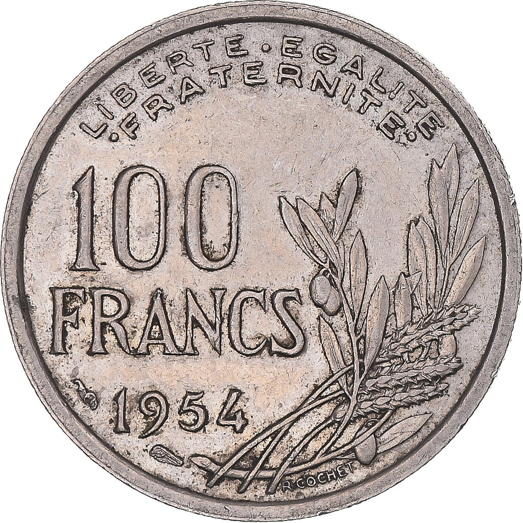 Munten, Frankrijk, Cochet, 100 Francs, 1954, Paris, ZF, Cupro-nikkel, KM:919.1