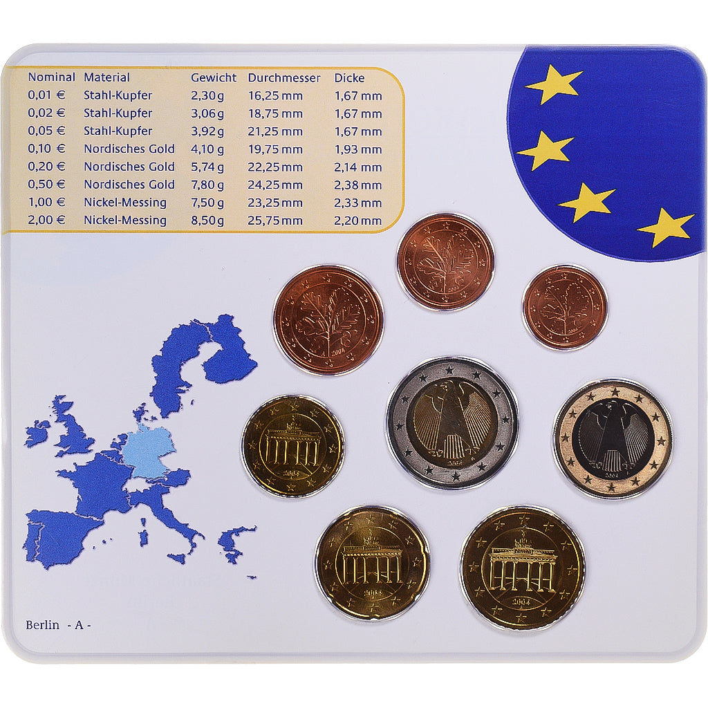 Germania, 1 Cent to 2 Euro, 2004, Berlin, Set Euro, FDC, N.C.