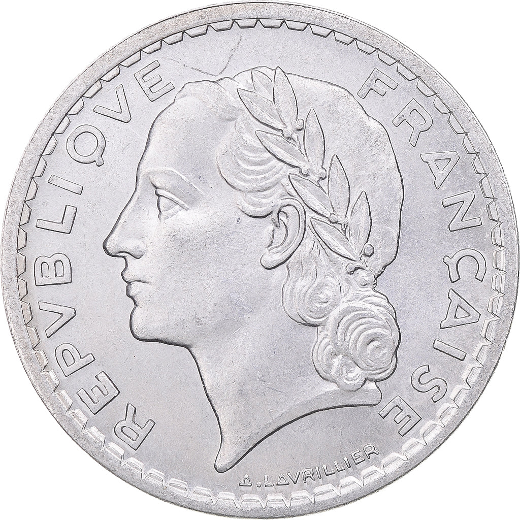 Moneta, Francja, Lavrillier, 5 Francs, 1945, Beaumont - Le Roger, MS(63)
