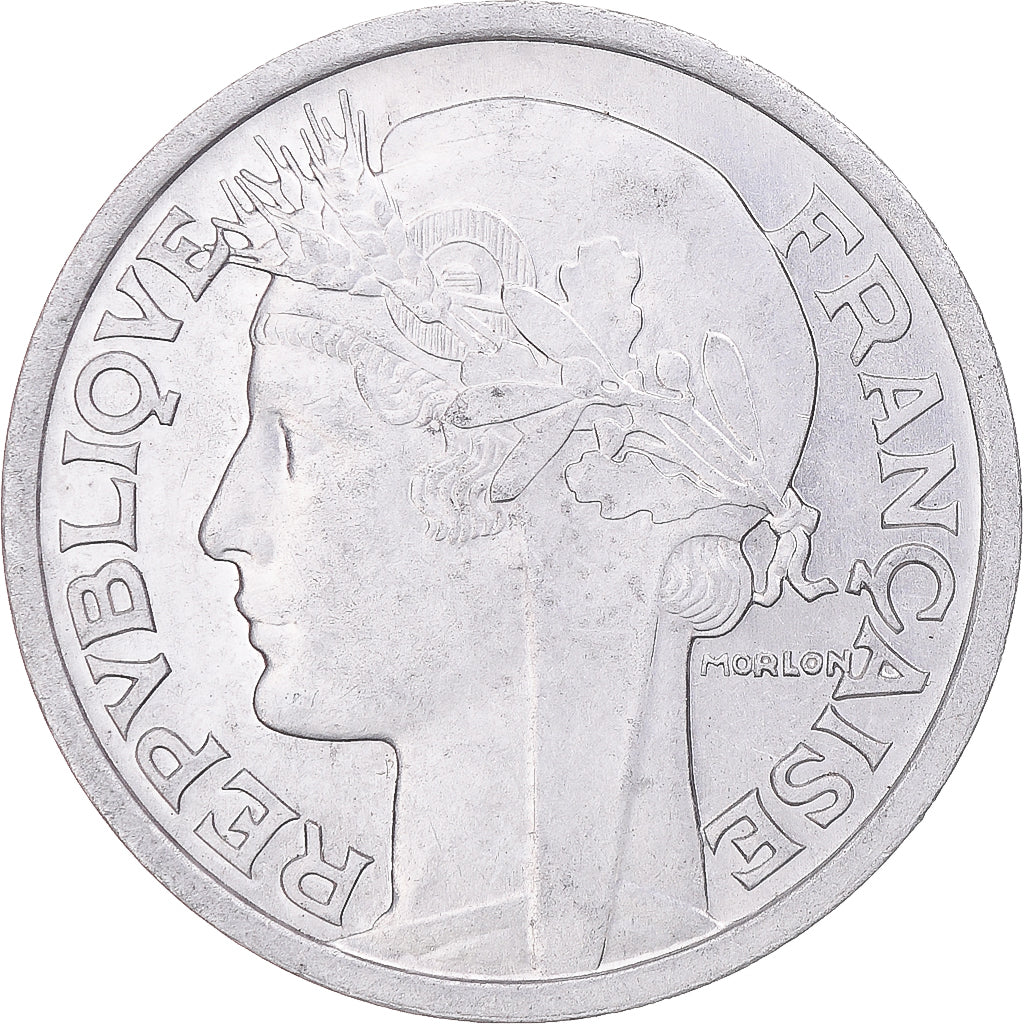 Moneta, Francja, Morlon, 2 Francs, 1948, Beaumont - Le Roger, MS(63), Aluminium