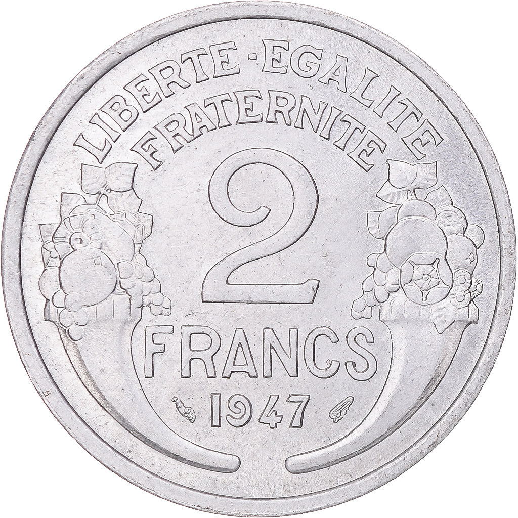Munten, Frankrijk, Morlon, 2 Francs, 1947, Paris, PR, Aluminium, KM:886a.1