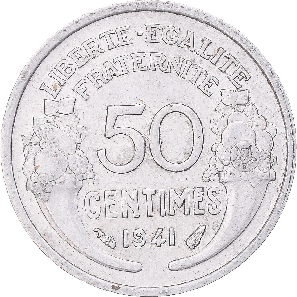 Moneda, Francia, Morlon, 50 Centimes, 1941, Paris, MBC, Aluminio, KM:894.1a