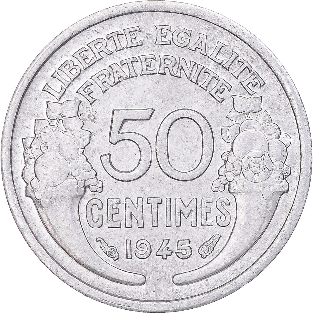 Moneda, Francia, Morlon, 50 Centimes, 1945, Paris, SC, Aluminio, KM:894.1a