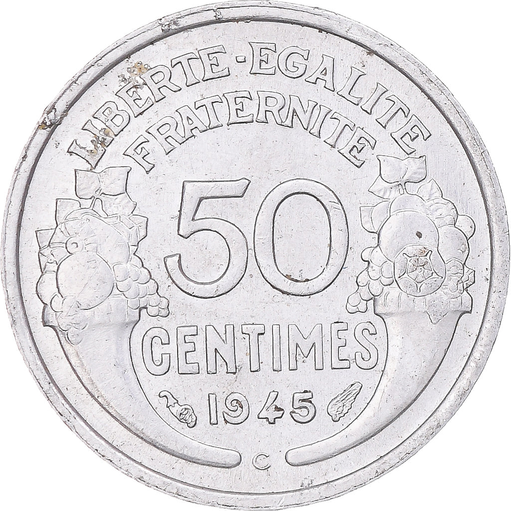 Munten, Frankrijk, Morlon, 50 Centimes, 1945, Castelsarrasin, PR, Aluminium