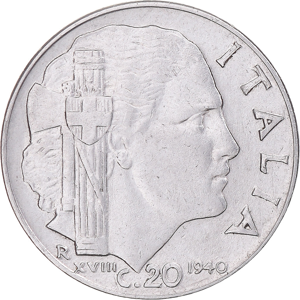 Moneta, Italia, Vittorio Emanuele III, 20 Centesimi, 1940, Rome, BB+, Acciaio