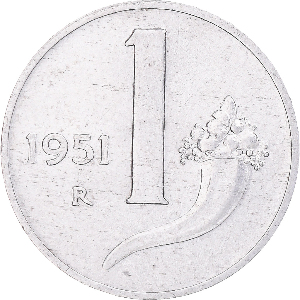 Moneta, Włochy, Lira, 1951, Rome, EF(40-45), Aluminium, KM:91