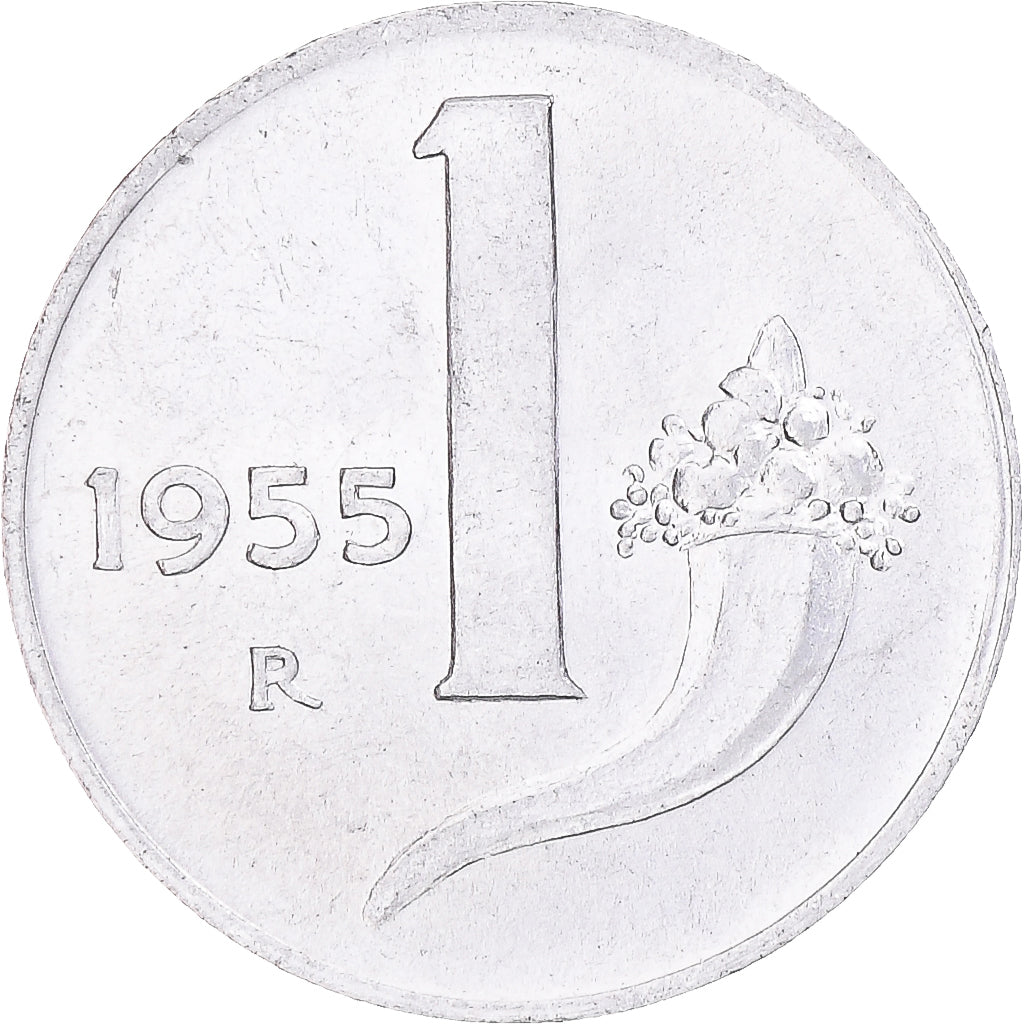 Coin, Italy, Lira, 1955, Rome, AU(50-53), Aluminum, KM:91