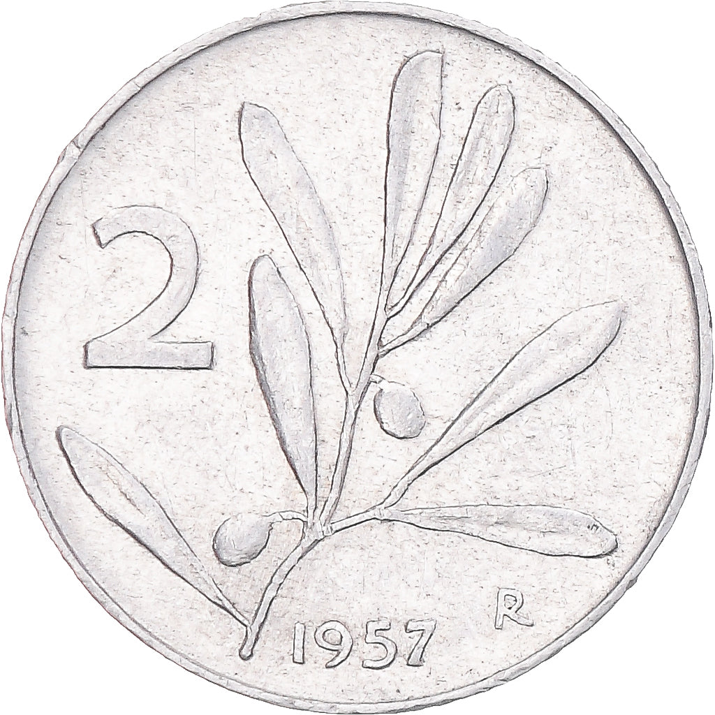 Münze, Italien, 2 Lire, 1957, Rome, SS, Aluminium, KM:94