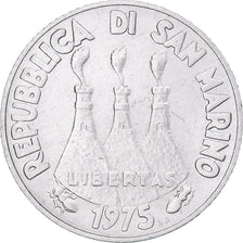 Coin, San Marino, 2 Lire, 1975, MS(63), Aluminum, KM:41