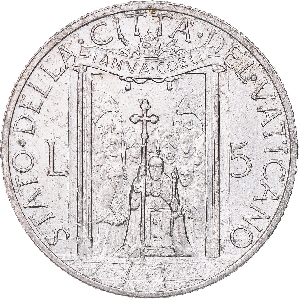 Moneda, CIUDAD DEL VATICANO, Pius XII, 5 Lire, 1950, MBC, Aluminio, KM:46