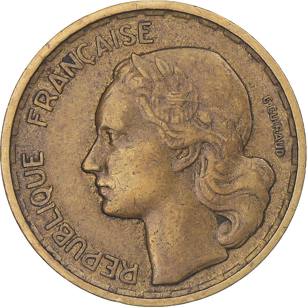 Moneta, Francia, Guiraud, 10 Francs, 1955, Paris, MB+, Alluminio-bronzo