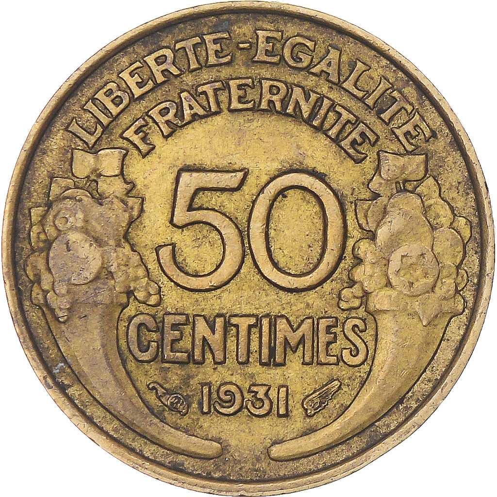 Moneda, Francia, Morlon, 50 Centimes, 1931, Paris, MBC, Aluminio - bronce