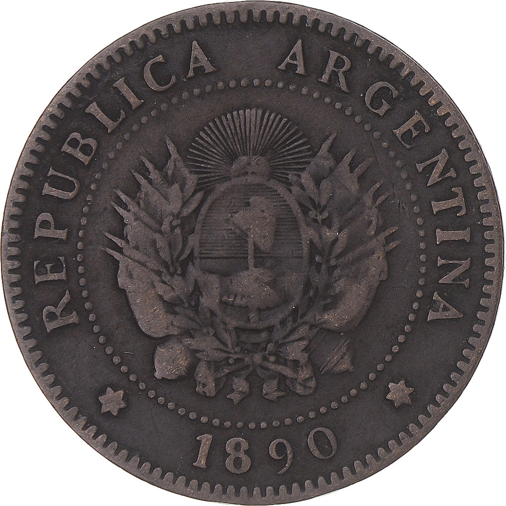 Coin, Argentina, Centavo, 1890, VF(20-25), Bronze, KM:32