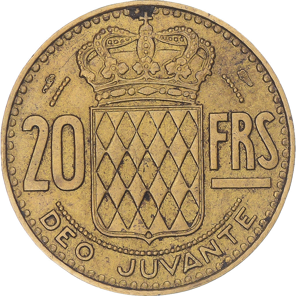 Moneta, Monaco, Rainier III, 20 Francs, Vingt, 1951, EF(40-45), Aluminium-Brąz