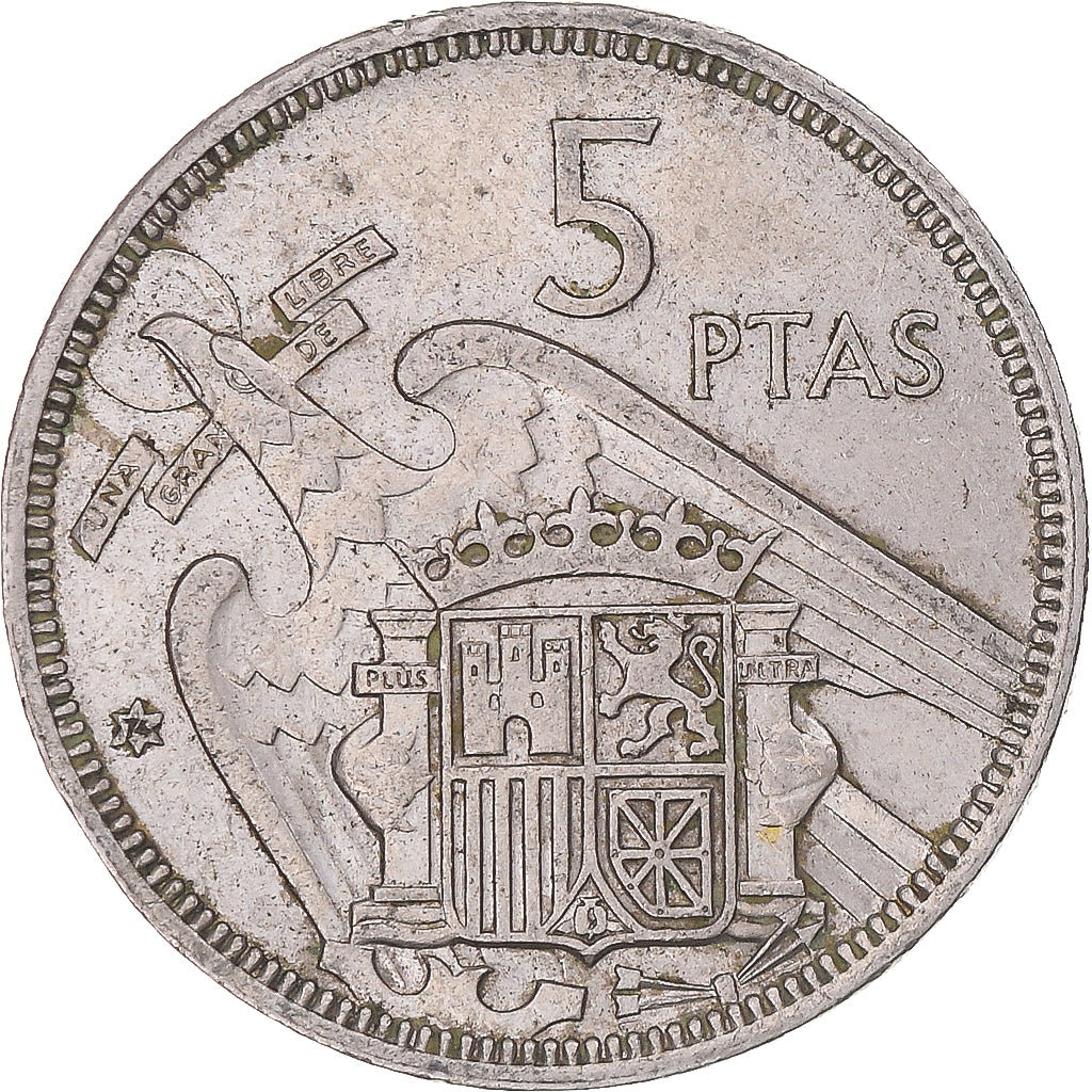 Moneta, Hiszpania, Caudillo and regent, 5 Pesetas, 1974, EF(40-45)