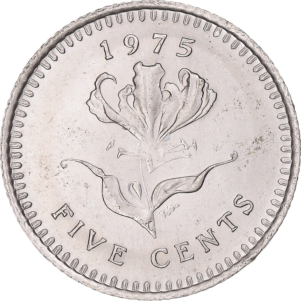 Coin, Rhodesia, 5 Cents, 1975, MS(63), Copper-nickel, KM:13