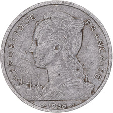 Coin, Réunion, 5 Francs, 1955, VF(20-25), Aluminum, KM:9