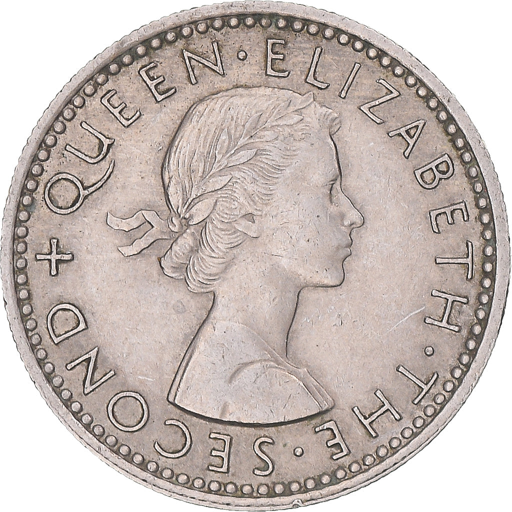 Moeda, Nova Zelândia, Elizabeth II, 6 Pence, 1964, EF(40-45), Cobre-níquel