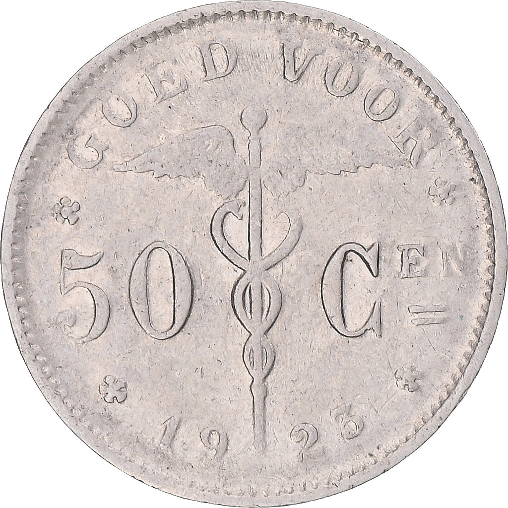 Moneda, Bélgica, 50 Centimes, 1923, BC+, Níquel