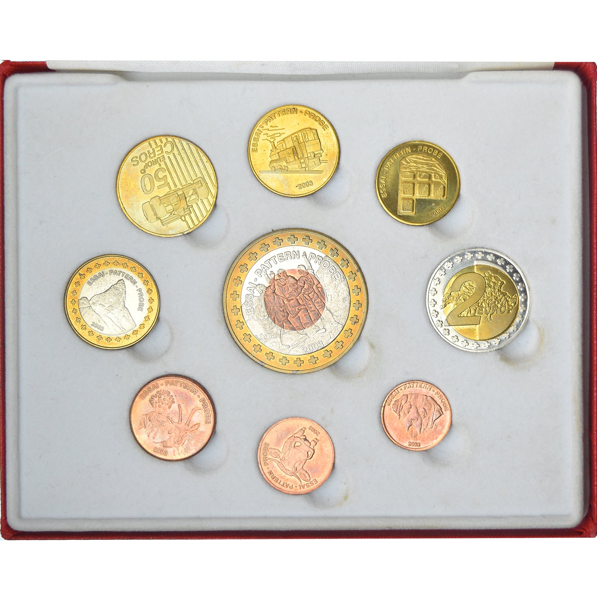 Zwitserland, Set euro 2003 Pattern be, 2003, Coffret Prototype, BE ,Essai 9