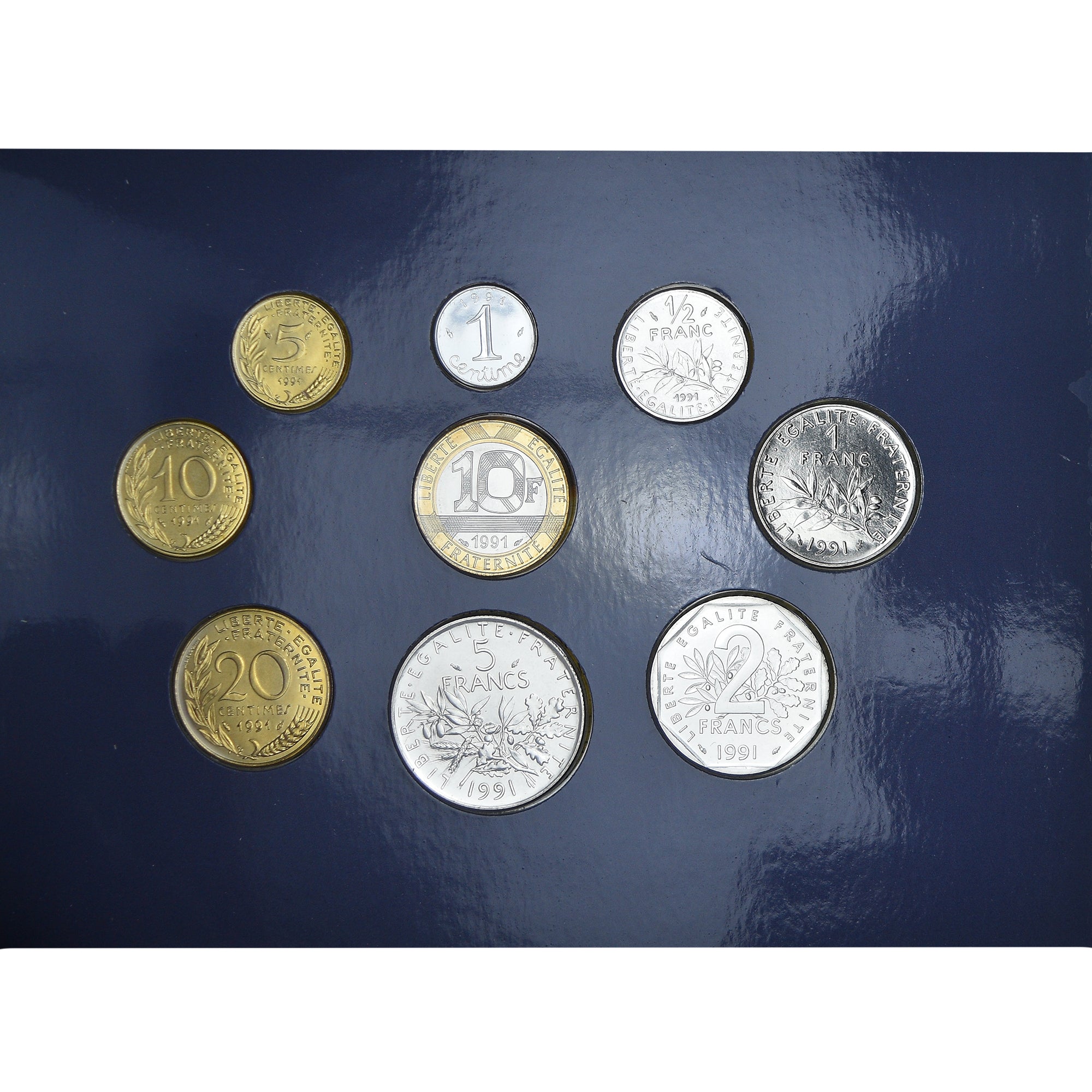 Coin, France, Set Francs BU, 1991, Monnaie de Paris, MS(65-70)