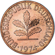 Moneta, GERMANIA - REPUBBLICA FEDERALE, 2 Pfennig, 1974, Stuttgart, MB+, Acciaio