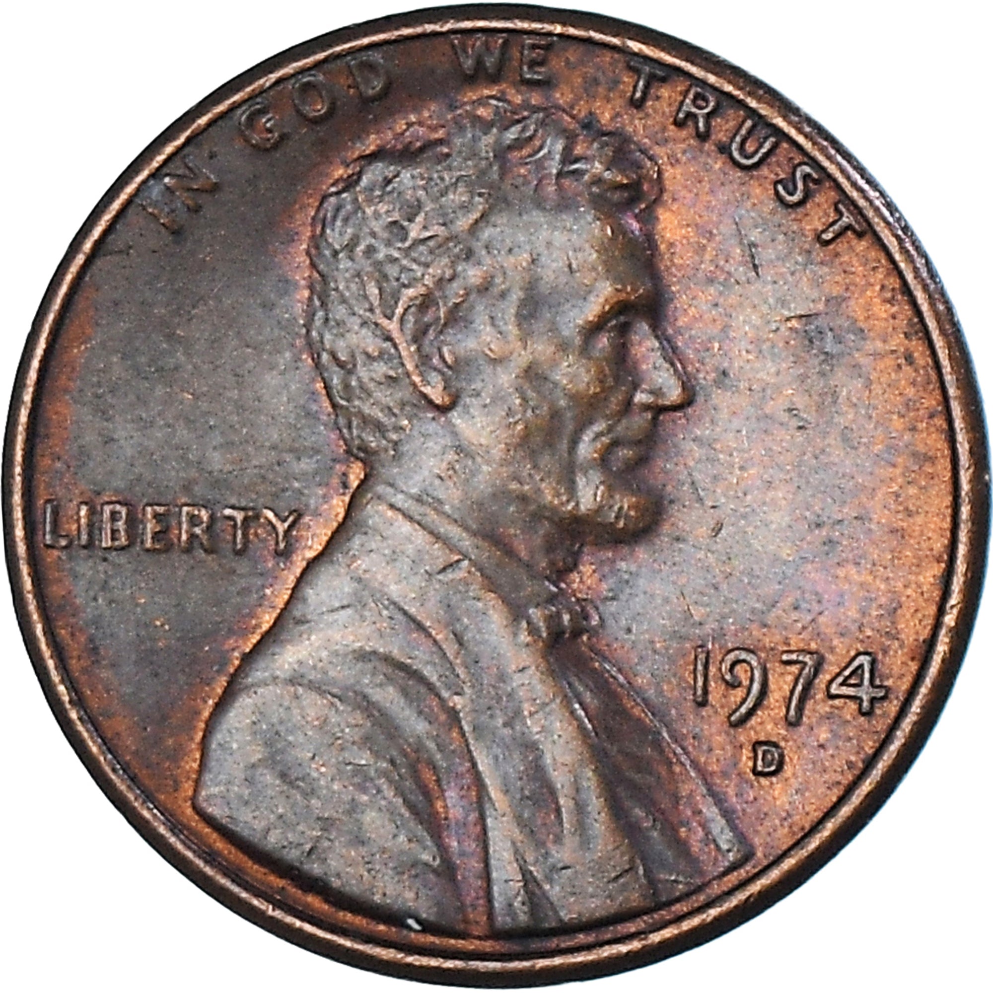 Coin, United States, Lincoln Cent, Cent, 1974, U.S. Mint, Denver, VF(30-35)