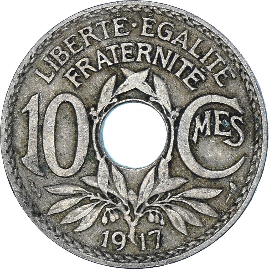 Munten, Frankrijk, Lindauer, 10 Centimes, 1917, Paris, FR+, Cupro-nikkel