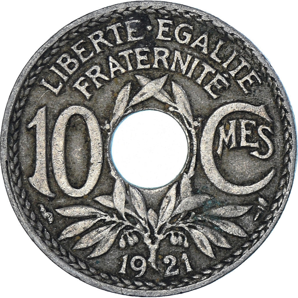 Munten, Frankrijk, Lindauer, 10 Centimes, 1921, FR+, Cupro-nikkel, KM:866a