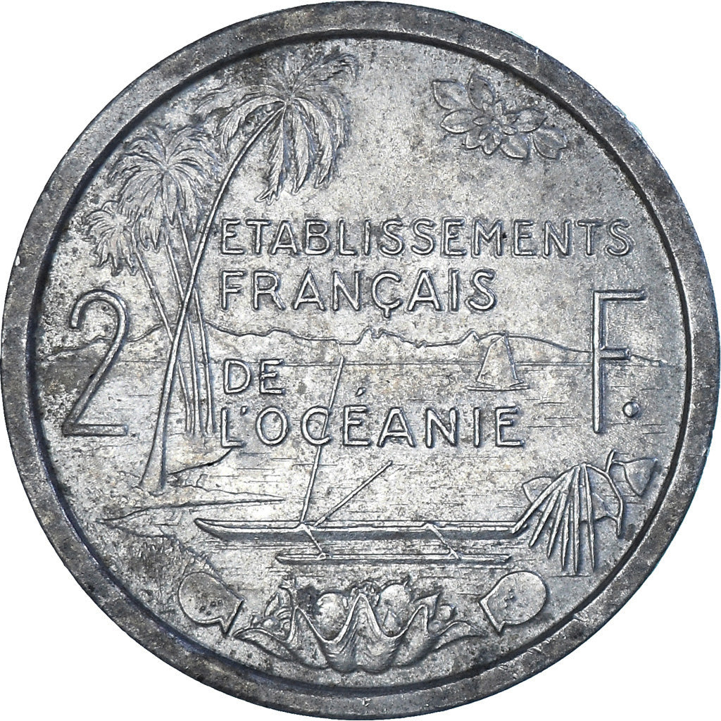 Coin, FRENCH OCEANIA, 2 Francs, 1949, EF(40-45), Aluminum, KM:3