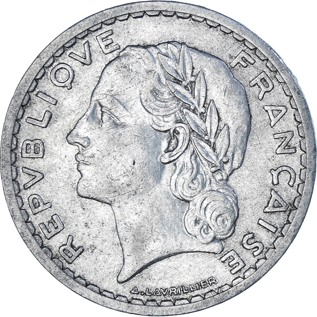 Moneda, Francia, Lavrillier, 5 Francs, 1947, Paris, MBC+, Aluminio, KM:888b.1