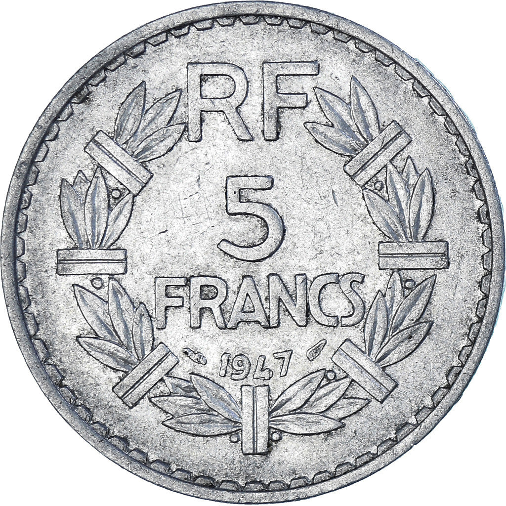 Moneda, Francia, Lavrillier, 5 Francs, 1947, Paris, MBC+, Aluminio, KM:888b.1