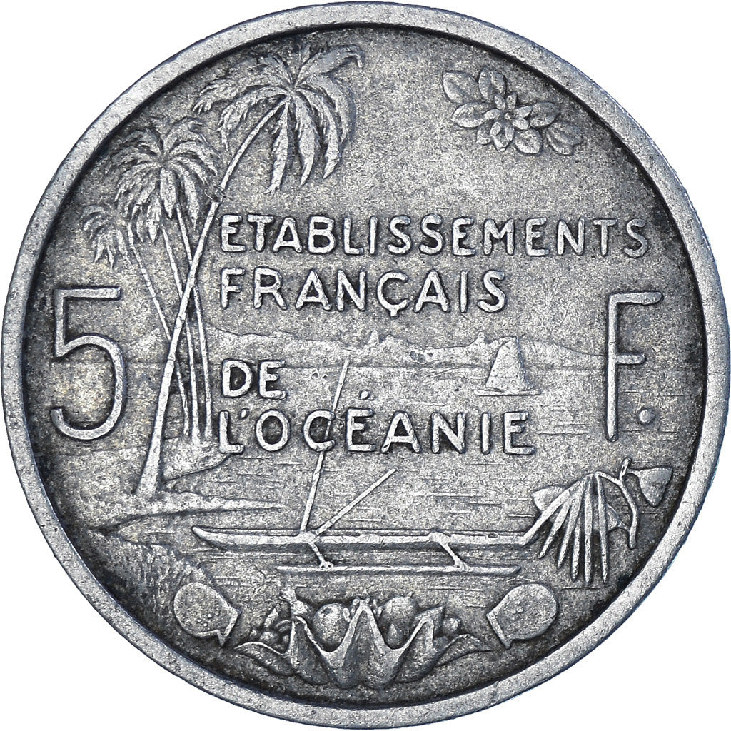 Moneta, OCEANIA FRANCESE, 5 Francs, 1952, MB+, Alluminio, KM:4