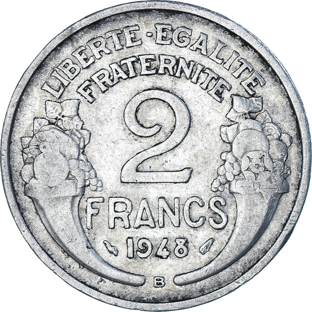 Münze, Frankreich, Morlon, 2 Francs, 1948, Beaumont - Le Roger, S+, Aluminium