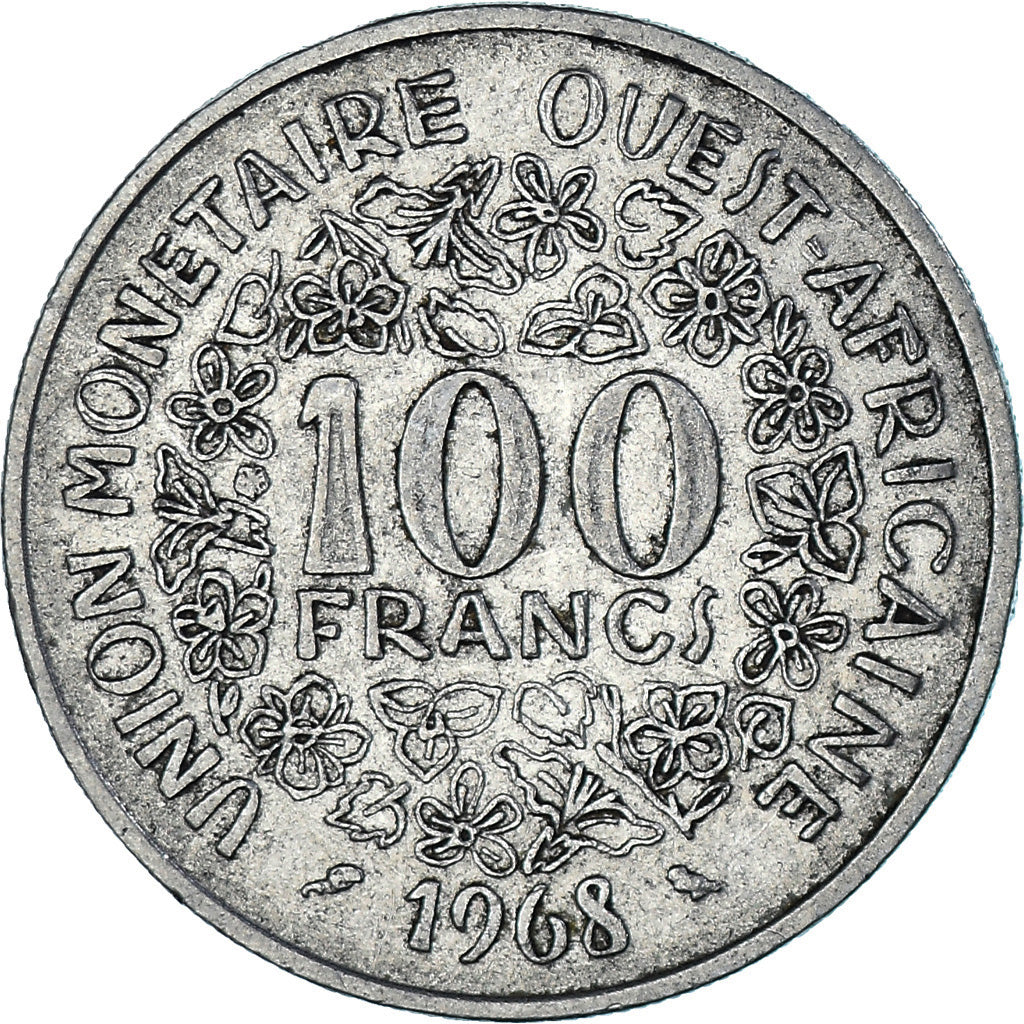Moneta, Kraje Afryki Zachodniej, 100 Francs, 1968, EF(40-45), Nikiel, KM:4
