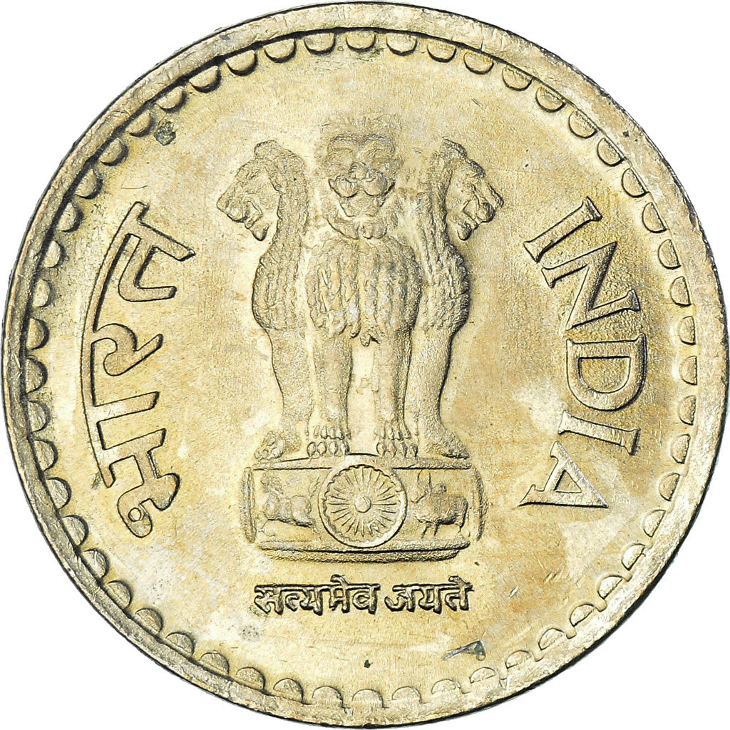 Coin, INDIA-REPUBLIC, 5 Rupees, 2009, MS(63), Nickel-brass, KM:373