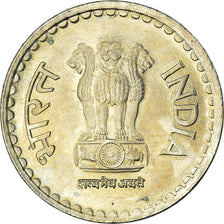 Coin, INDIA-REPUBLIC, 5 Rupees, 2009, MS(63), Nickel-brass, KM:373