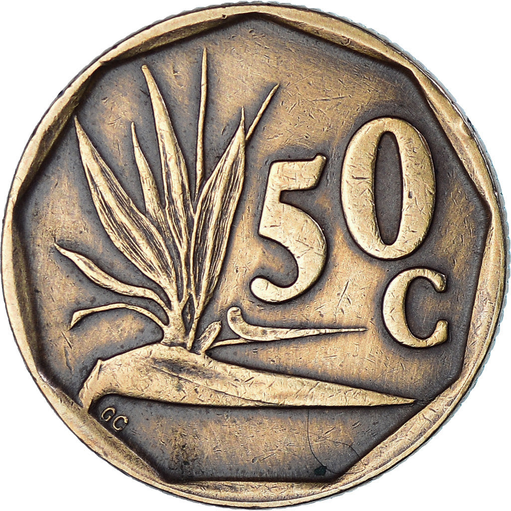Moneta, Sudafrica, 50 Cents, 1993, Pretoria, BB, Acciaio placcato in bronzo