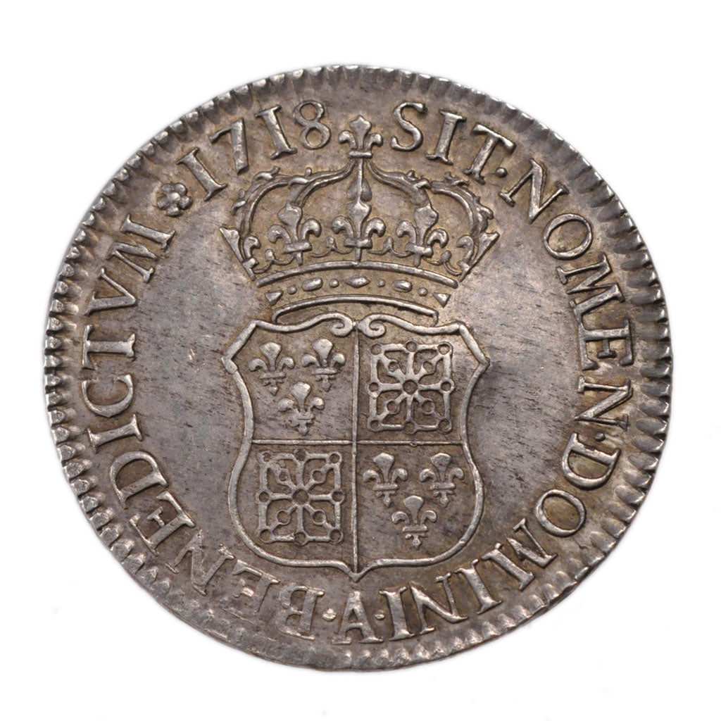 FRANCE, Écu de France-Navarre, ECU, 1718, Paris, KM #435.1, MS(60-62), Silver, .