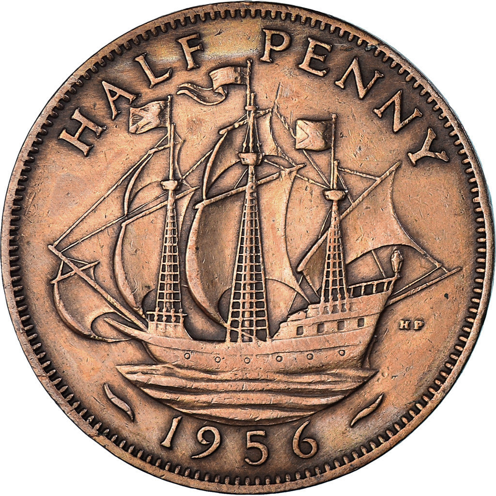 Coin, Great Britain, 1/2 Penny, 1956, EF(40-45), Bronze, KM:896