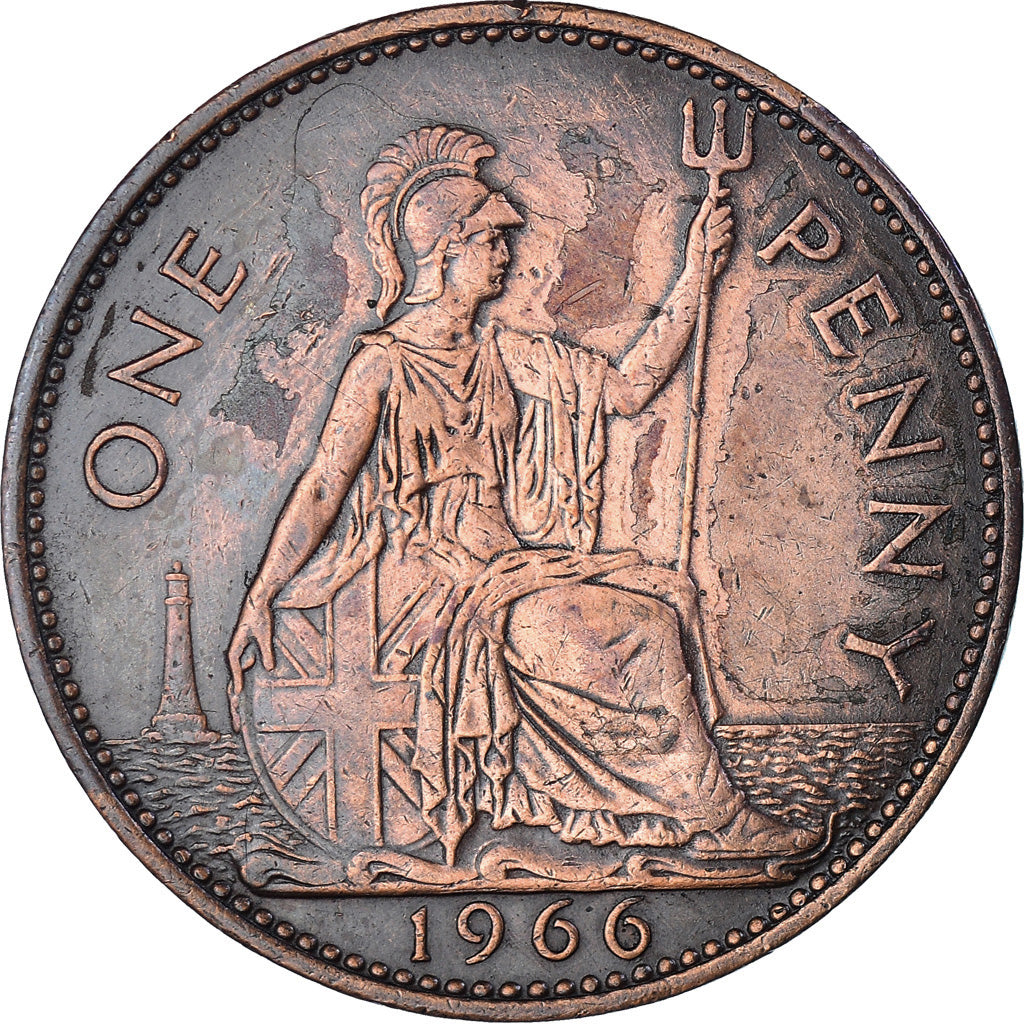 Coin, Great Britain, Elizabeth II, Penny, 1966, VF(20-25), Bronze, KM:897