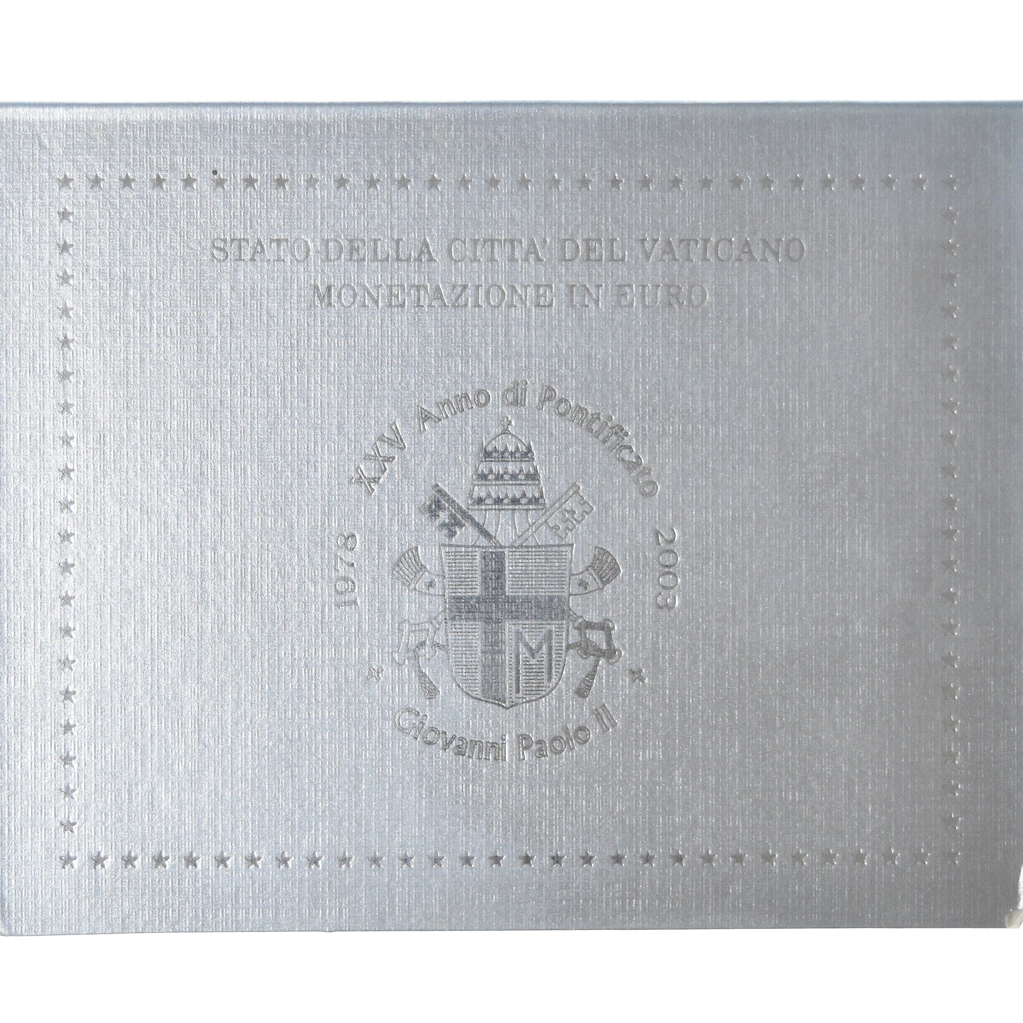 Vaticano, Jean-Paul II, 1 Cent to 2 Euro, 2003 - Anno XXV, Rome, BU, FDC