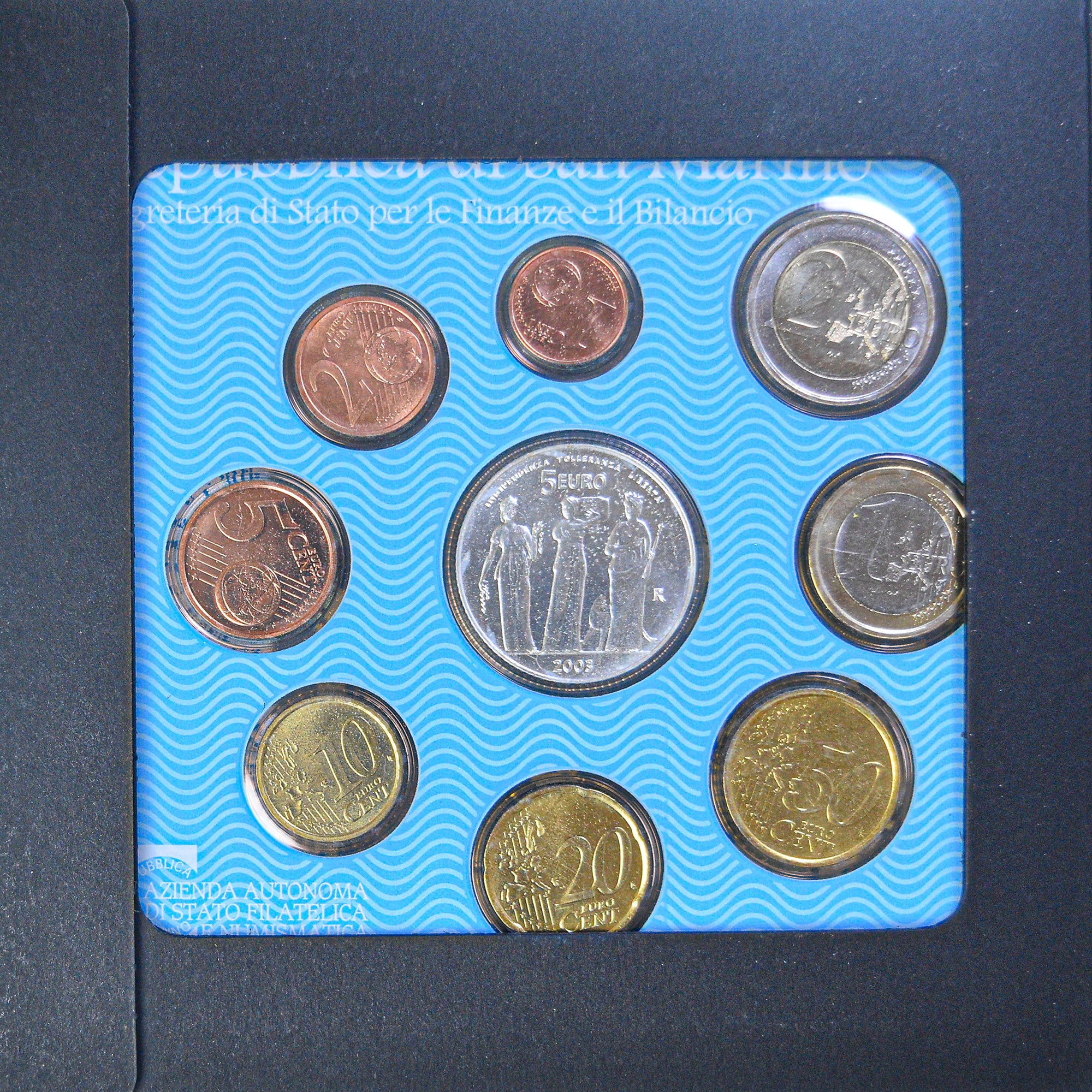 San Marino, Euro-Set, 2003, Rome, 1 cent to 5 euro, FDC, N.C.