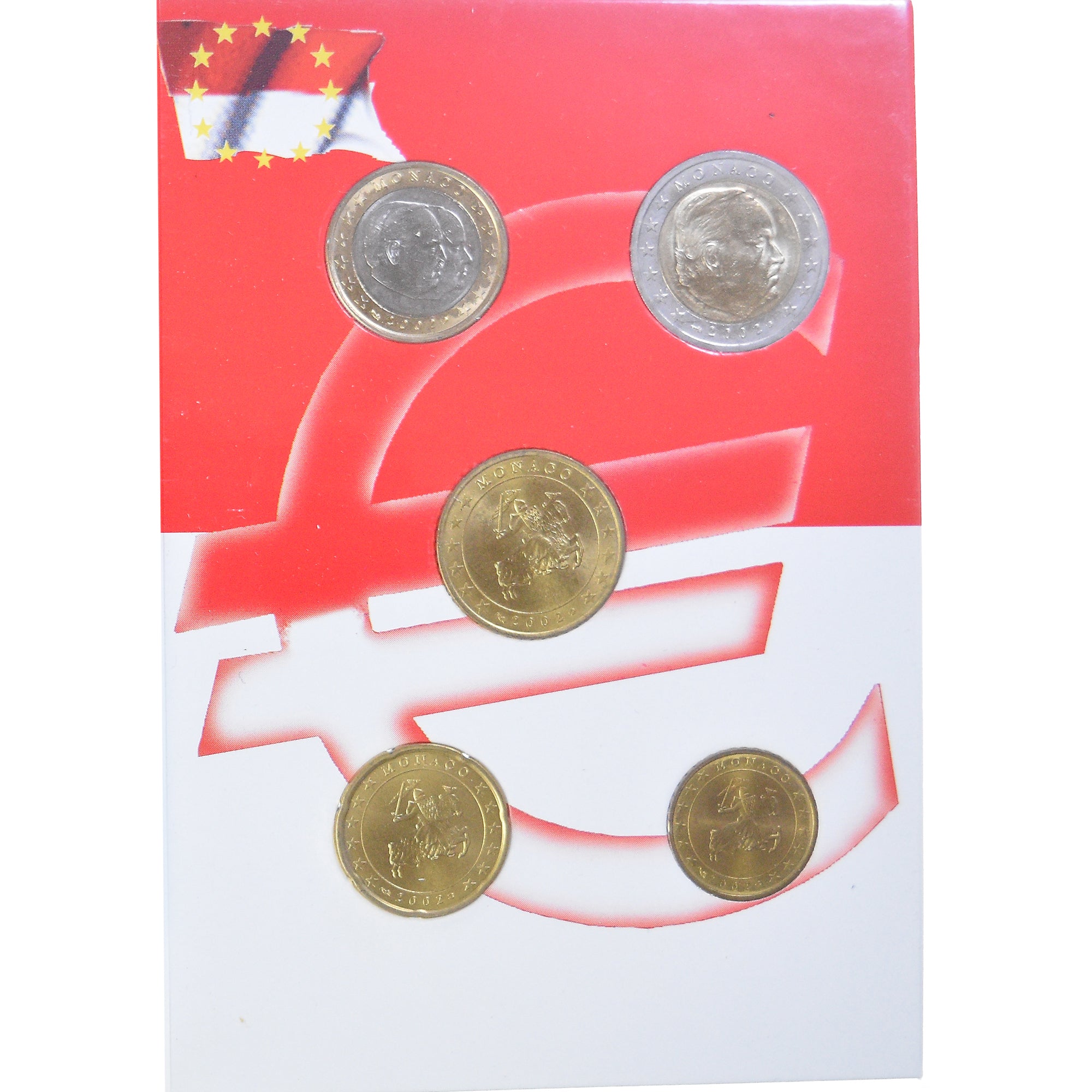 Monaco, Set Euros, 2002, Set 5 Monnaies.FDC, MS(65-70)