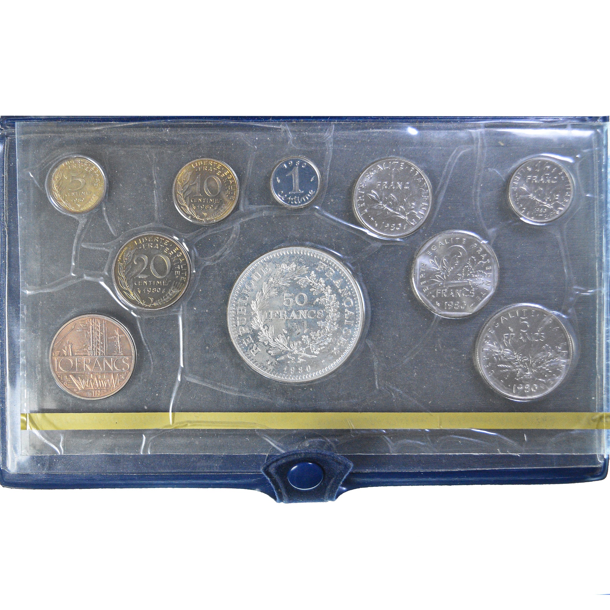 Monnaie, France, Coffret 1 c. à 50 frs., 1980, Monnaie de Paris, FDC, FDC
