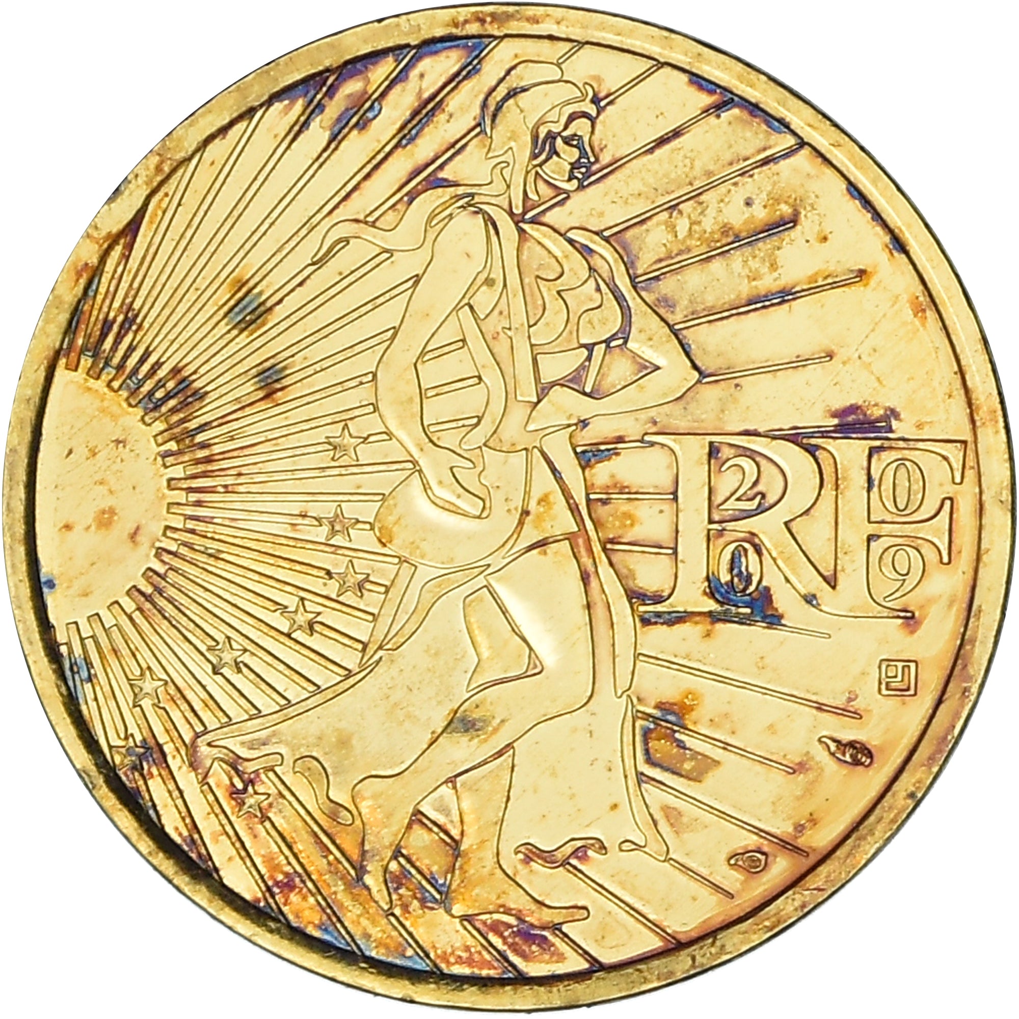 Francia, 10 Euro, 2009, Paris, 10 Euro 2009 P gold-plated coin, Argent, SC, Gold