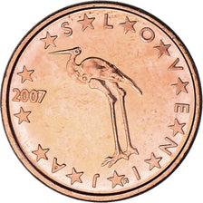 Coin, Slovenia, Euro Cent, 2007, MS(63), Copper Plated Steel