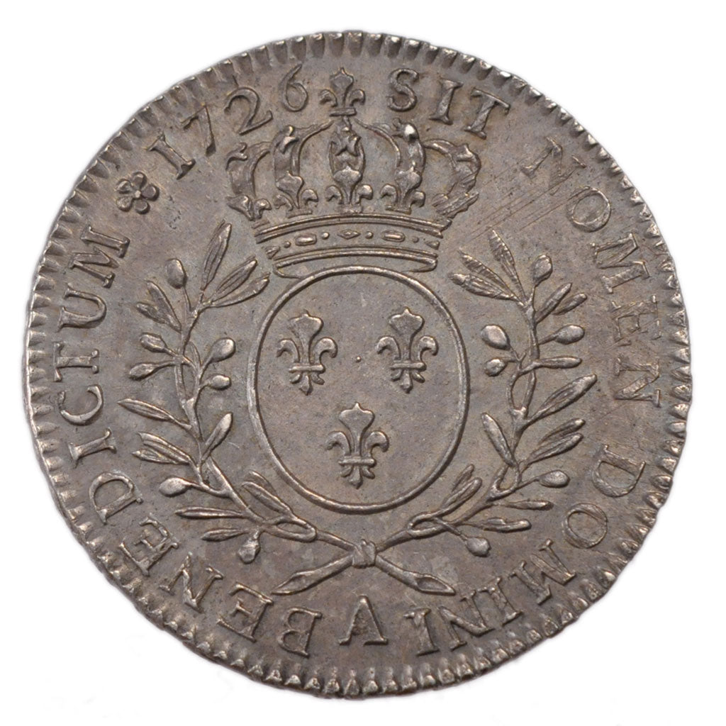 FRANCE, 1/2 Écu aux branches d'olivier, 1/2 Ecu, 1726, Paris, MS(60-62), Silver,