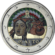 Italy, 2 Euro, Plauto, poète romain, 2016, Colourized, MS(63), Bi-Metallic