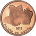 Coin, Brazil, 20 Reis, 2012, Amazonie., MS(63), Acier plaqué cuivre